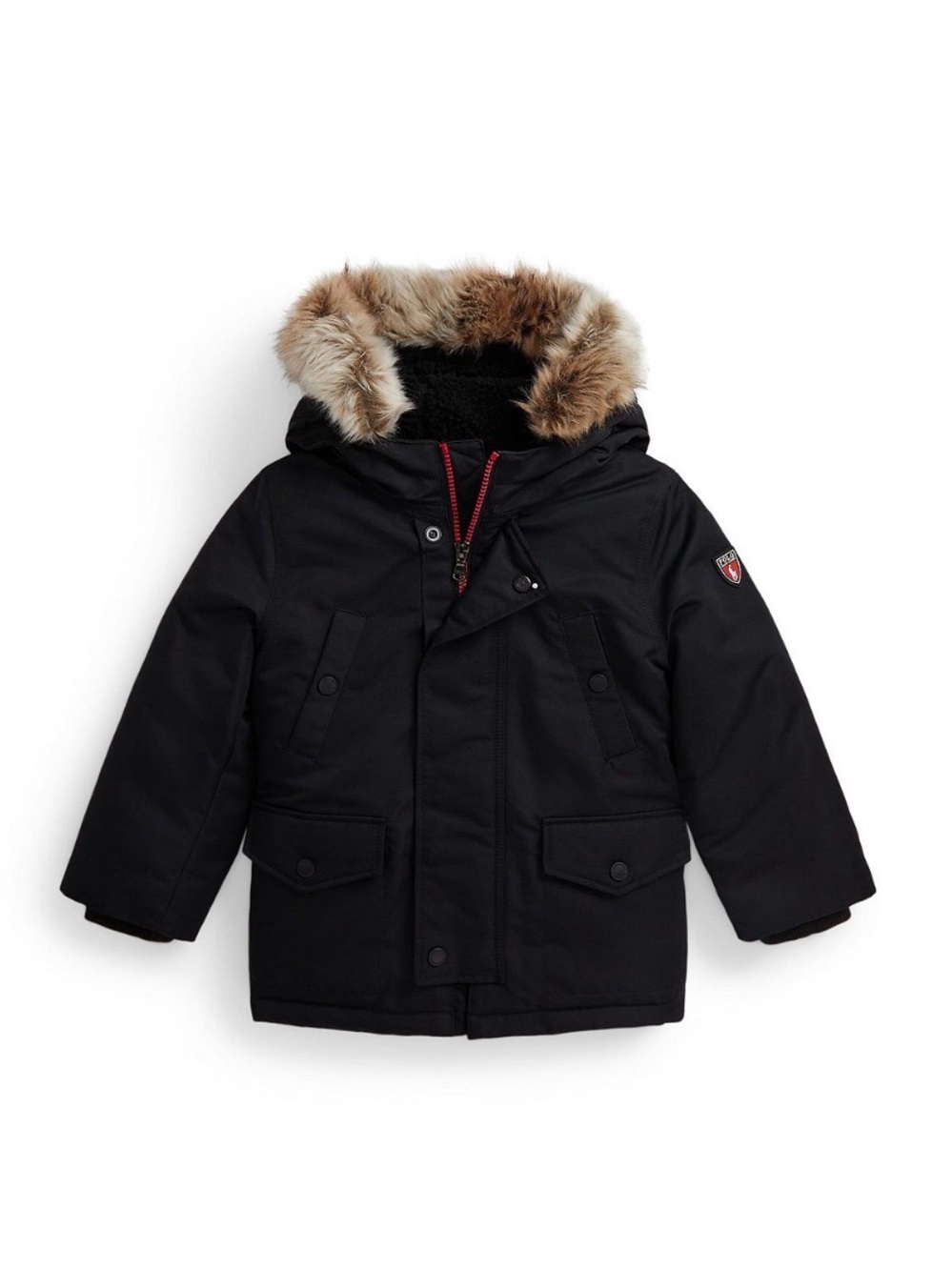 Polo Ralph Lauren Boys Black Faux-Fur Trim Down Parka
